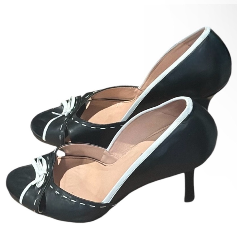 Authentic Oscar De La Renta luxury signature designer open toe heels sz 8.5 - Picture 2 of 11